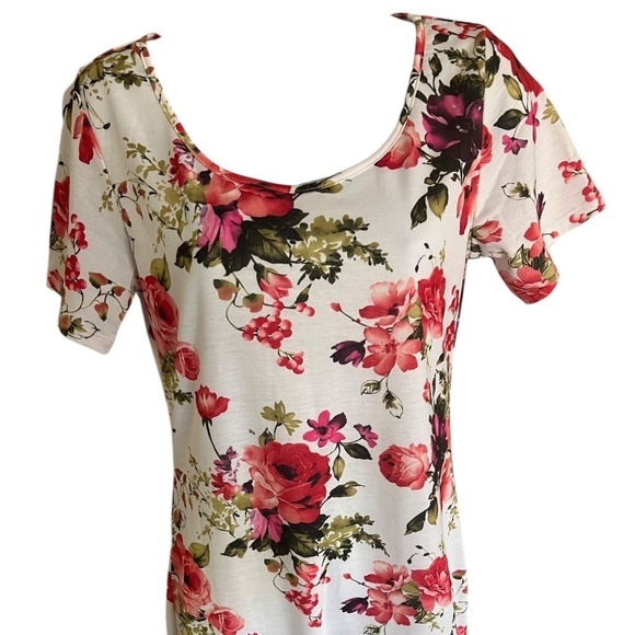 Tomsware | White and Pink Floral Print Dress | NWT - Picture 2 of 5